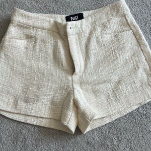 PAIGE Women's Textured Cream High Waist Shorts